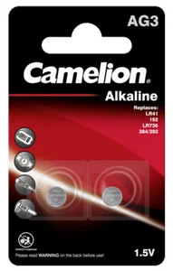 1x 2er Blister Camelion Knopfzellen Uhren Batterien AG3 Alkaline 0% HG - Bild 1 von 1