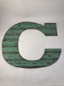 Letter C Green Galvanized Steel Wall Hanging Decorative "C" Rustic Wall Decór - Picture 1 of 17