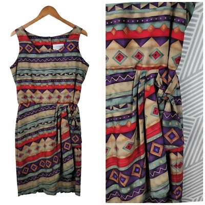 Vestido Camisa Vintage Años 90 Talla 12 Sarong Falda Envolvente En Capas Hawaiano Tropical  Foto 1 de 4