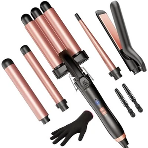 5 in 1 Stab Lockenstab - geknickter Lockenstab Set + Glätteisen Haarglätter - Bild 1 von 7