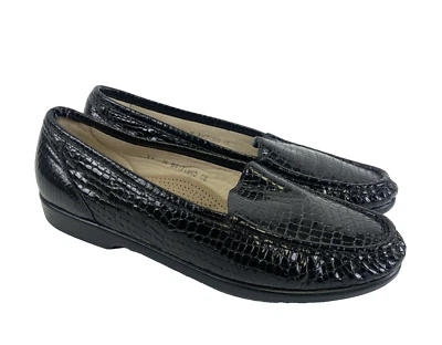 Мокасины SAS Simplify Comfort черные крокодиловая кожа без шнуровки носок мокасины женские размер 11 M - Изображение 1 из 4
