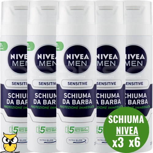 NIVEA MEN SCHIUMA DA BARBA RASATURA UOMO SENSITIVE LENITIVO IDRATANTE 200ML