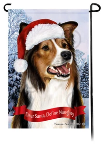 Dear Santa, Define Naughty Garden Flag - Sable and White Border Collie 020A - Picture 1 of 1