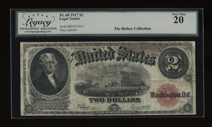 DBR 1917 $2 Legal Tender Note Fr. 60 Legacy VF-20 Serial B82422292A - Picture 1 of 2