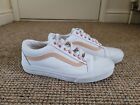 VANS OLD SKOOL WHITE ROSE GOLD LEATHER WOMEN'S TRAINERS SIZE UK 6