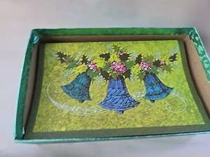 Vintage Set of 20 Christmas Cards 1960s Blue Green Bells Cotillion New Retro - Picture 1 of 5