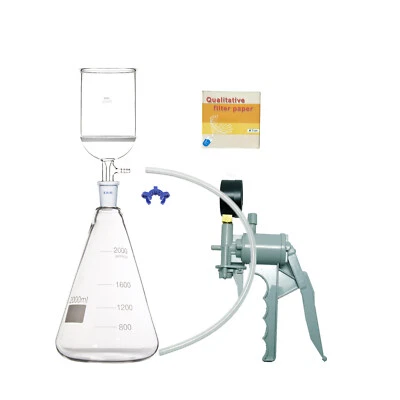 2000ml,Suction Filtration Kit,350ml  Buchner Funnel,2L Flask & Vacuum Pump - Image 1 of 4