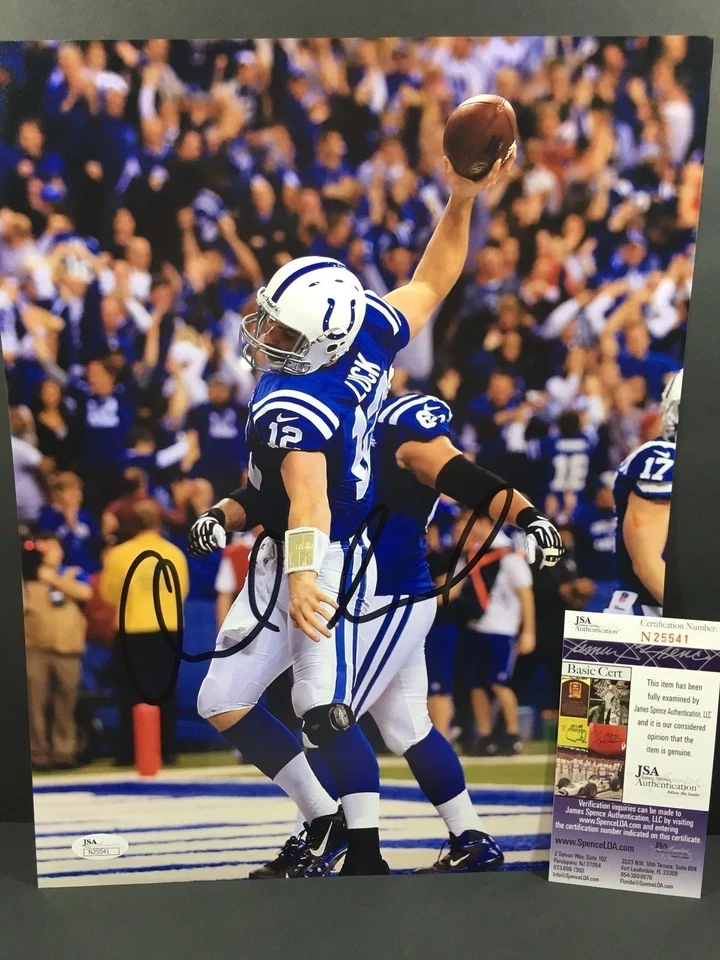 ANDREW LUCK SIGNED AUTO FOOTBALL 11X14 PHOTO INDIANAPOLIS COLTS JSA COA #N25541 - Image 1 of 1