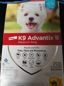 K9 Advantix II Flea and Tick Treatment for Medium Dogs 11-20lbs-6 Doses US NEW - Picture 1 of 3