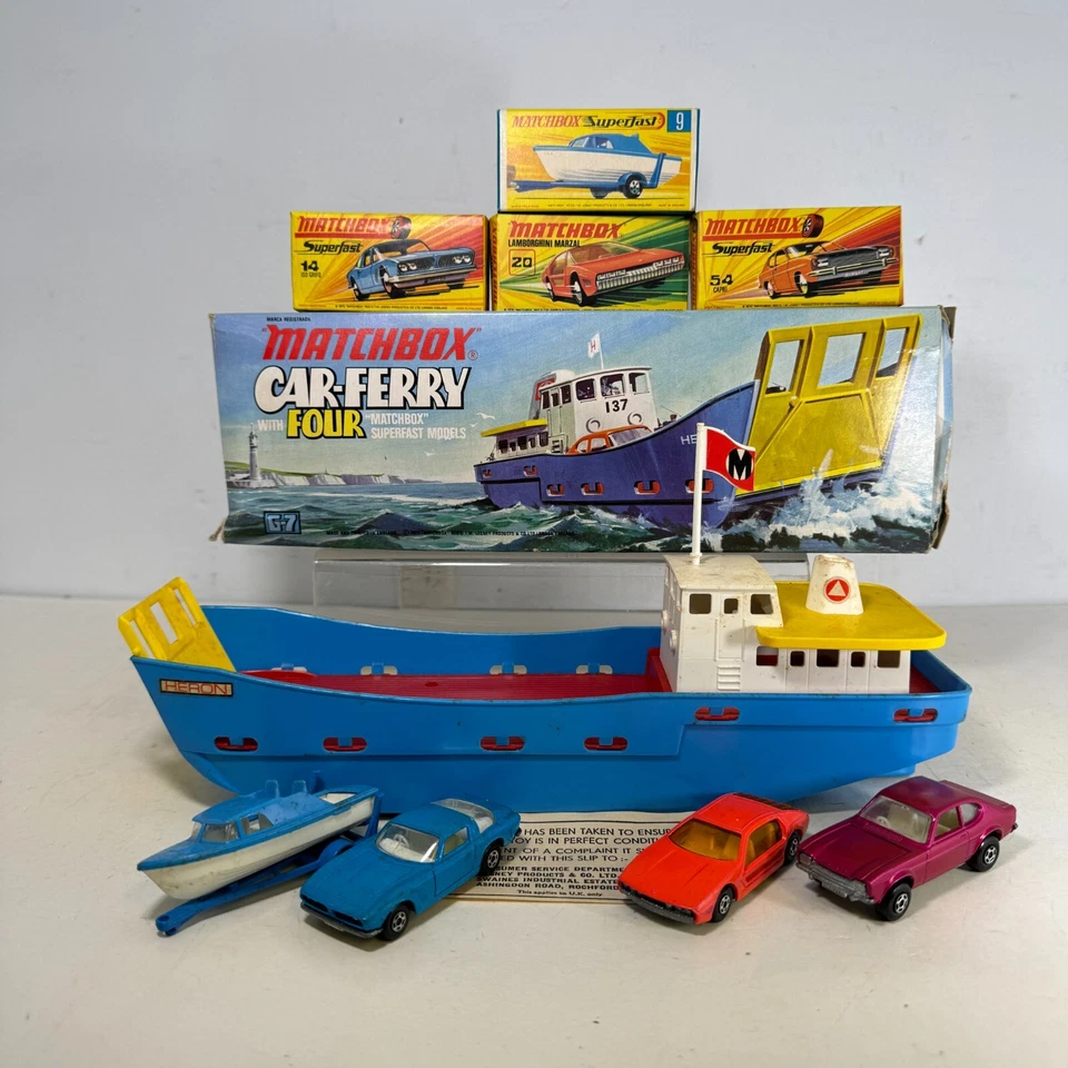 Matchbox G-7 Car Ferry +4 Barco Superrápido Iso Grifo Lamborghini Marzal Capri 1971 Foto 1 de 4