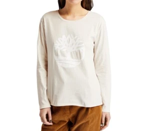 Timberland Women's Cotton Logo T-Shirt Size Large Beige - Picture 1 of 4