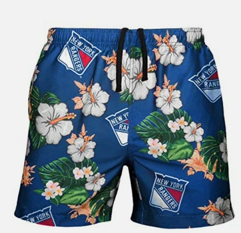 FOCO Men's NEW YORK RANGERS NHL Logo Floral Hawaiian Swim Suit  (2XL 36-38) NEW Cover