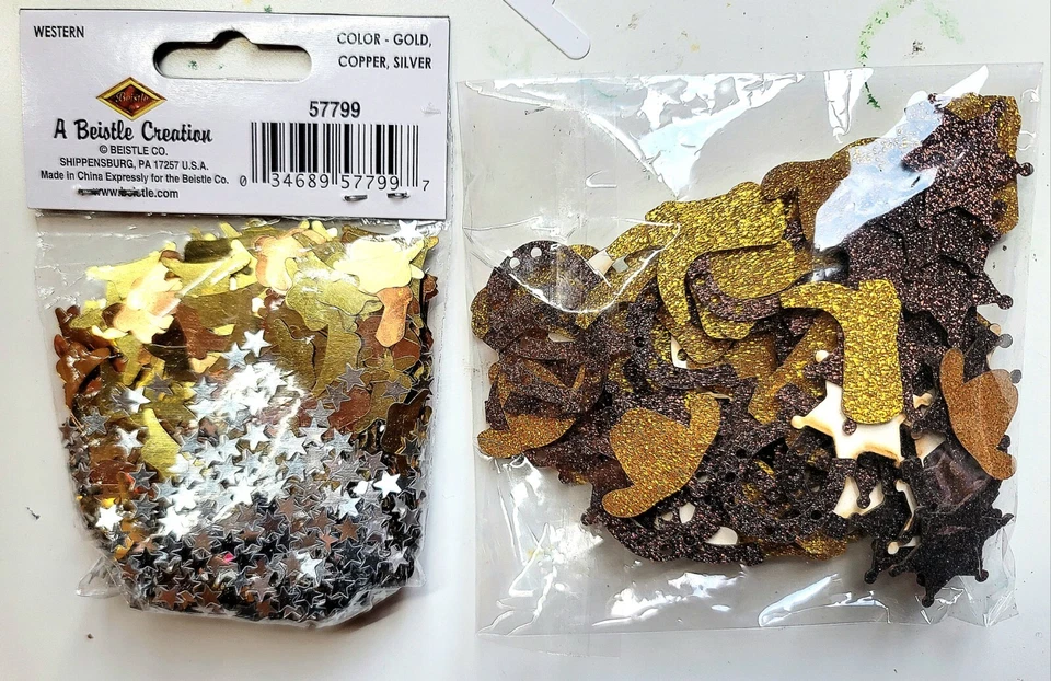 Cowboy Country Confetti - 10 (DIEZ) Paquetes - Vaquero, Botas, Sombreros, Estrellas, Zapatos de Caballo  Foto 1 de 4