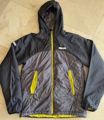 Marmot Snowboarding Ski Puffy Jacket Grey Yellow M - Left Pocket Zipper missing - Image 1 of 4