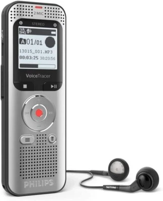 Philips DVT2050 Voice Tracer Digital Voice Recorder 8GB - Silver & Black - Image 1 of 2