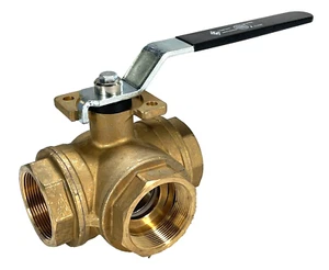 BONOMI 355N COMBI-SFER 2" NPT 3-Way Brass Ball Valve w/ T-Flow Pattern, 400-WOG - Picture 1 of 23