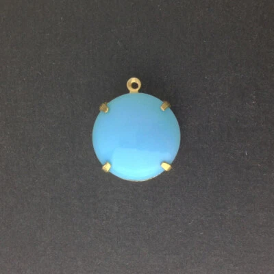 Piedras de vidrio azul opaco vintage 1 lazo ajustes de latón 20 mm (1) rnd015D Foto 1 de 2