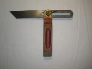 Vintage Tool Sliding T Bevel Square Wood & Brass 8" Blade Unbranded - Picture 1 of 7