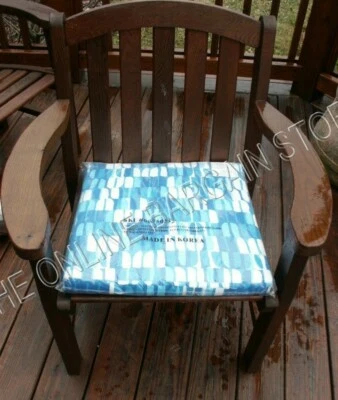 West Elm Pottery Barn Outdoor Chair replacement seat cushion blue blocks 18x18.5 - Image 1 of 4