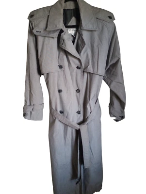 Vintage Maggie Lawrence Collection Trench Coat  Size 14 black white  micro-tweed - Image 1 of 4