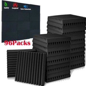 96PCK Acoustic Foam Panel Wedge Studio Soundproofing Wall Tiles Noise Insulation - Picture 1 of 14