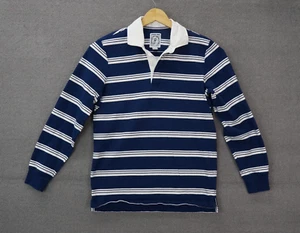 Vintage Lands End Rugby Shirt Mens Small Blue White Striped Long Sleeve USA 90s - Picture 1 of 5