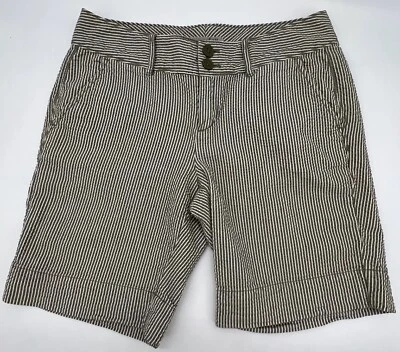 Womens Preppy Shorts Pin Striped shorts Pinup Preppy Green And White Stripe - Image 1 of 4