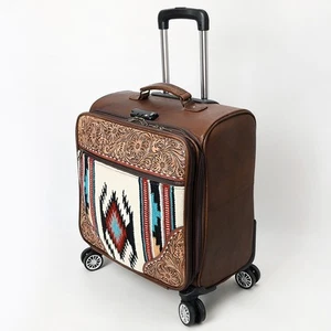 AD Hand Tooled Saddle Blanket Echtleder Damen Trolley Tasche - Bild 1 von 8
