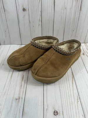 UGG Womens Sz 8 Chestnut Tasman Embroidered Suede Sheepskin Classic Slippers - Image 1 of 4