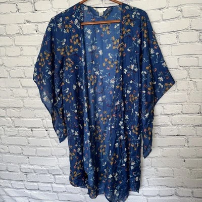 LC Lauren Conrad Kimono One Size Fits All Multicolor Floral Print Sheer - Imagem 1 de 4
