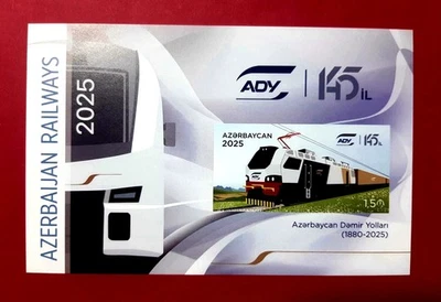 Azerbaijan 2025 * Azerbaijan Railways 145 years * TRANSPORT * BLOCK * İMPERF MNH - Image 1 of 2