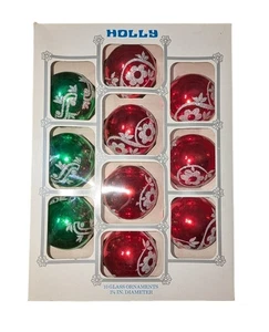 Vintage Stechpalme amerikanisch hergestelltes Glas Weihnachtsschmuck 20er Set - Bild 1 von 24