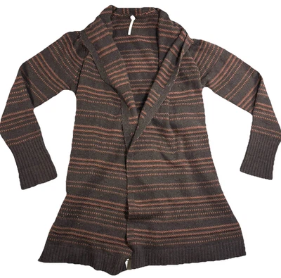 Margaret O'Leary Cardigan Wool Cashmere Minimalist Striped Long Open Sweater M - Image 1 of 4