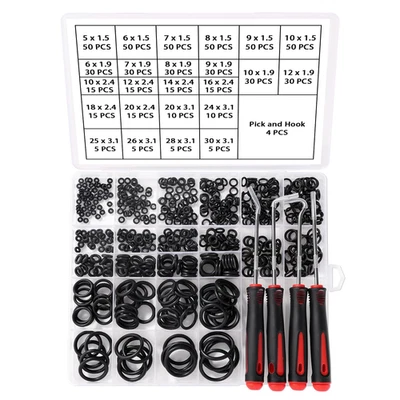 610 Pezzi 24 Misure Neri O-Ring Assortimento Kit, Nitrilica O-Ring Gomma Guarniz - Immagine 1 di 4