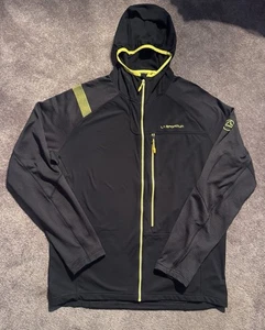 La Sportiva Defender Jacket Men’s Sz L Black Yellow Soft-Shell Hooded Italy - Picture 1 of 13
