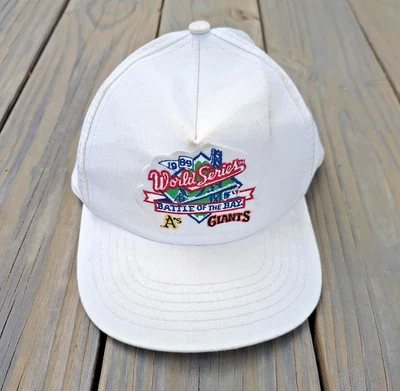 1989 World Series Oakland A’s vs SF Giants Battle of The Bay White Twins Cap - Image 1 of 4