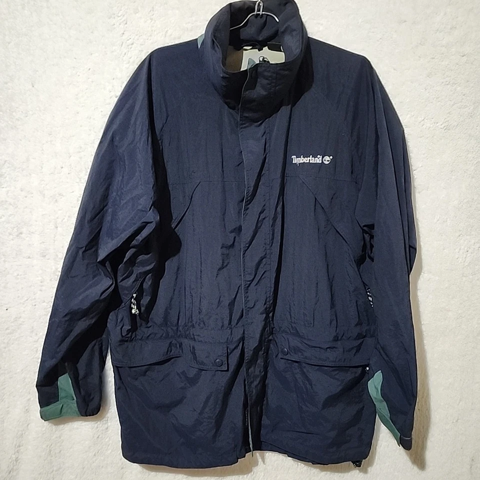 Timberland Weathergear Hombres XL Vintage Rompevientos Capucha Oculta Chaqueta Resistente Foto 1 de 4