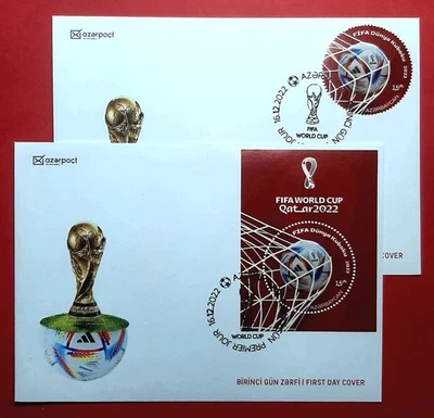 AZERBAIYÁN 2022 * FIFA * COPA DEL MUNDO * FÚTBOL * FÚTBOL * QATAR * NUEVO * 2 FDC Foto 1 de 2