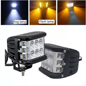 2x 4" INCH 45W LED Work Light Bar Pods Combo White & Amber Strobe Driving Lamp - Picture 1 of 11