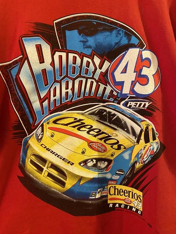 Bobby Labonte NASCAR T-Shirt XL Cheerios Racing 43 Petty Graphic Tee Red Cover