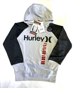 Boy's HURLEY H20-Dri Gray Black Solar Hoodie - Size 8 - Picture 1 of 5