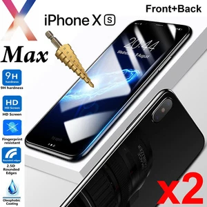 x2 Tempered Glass 9H Guard screen protector for Apple iPhone Xs MAX Front + Back - Picture 1 of 6