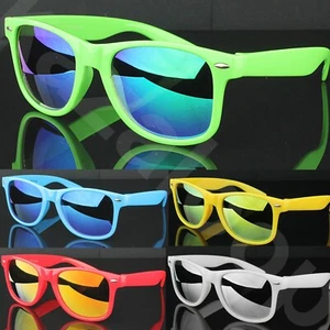 Unisex Square Classic Retro Style Bright Colours Mirror Lens Sunglasses UV400  - Picture 1 of 6