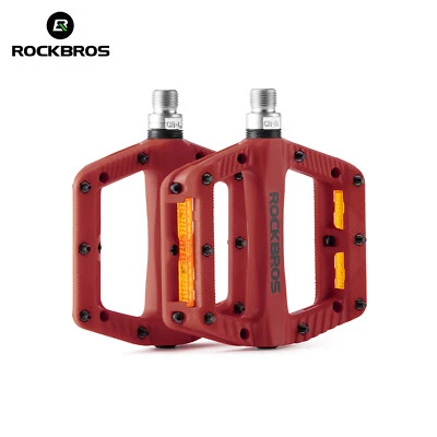 ROCKBROS Bicicleta Pedales Planos Plataforma Tachonada Nylon 9/16 Pista Bicicleta de Montaña Foto 1 de 4