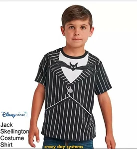 T-Shirt Full Front Tuxedo Jack Skellington Disney Store Size 4 5 6 7 8 10 12 14 - Picture 1 of 4