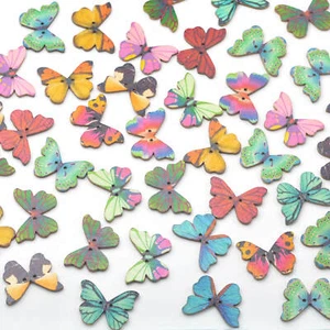 50pcs Wooden Butterfly Button Scrapbooking Sewing Buttons 29x20mm Mixed Randomly - Picture 1 of 5
