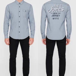 Jack Jones Camicia Shirt Uomo Grey Grigio Righe Manica Lunga I 50 52 L Large - Foto 1 di 9
