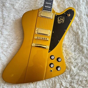 US Ship Firebird Gold Electric Guitar Inlaid Fretboard Black Pickguard IN STOCK - Picture 1 of 14