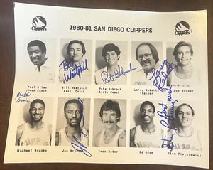 1980-81 SAN DIEGO CLIPPERS AUTH AUTOGRAPHED 8 X 10 PHOTO WESTPHAL, BRYANT, ODOM - Picture 1 of 1