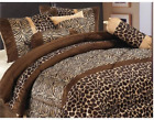 7 Piece Safari -Zebra Giraffe Print Micro Fur Comforter Set, Bed in Bag, Full (D